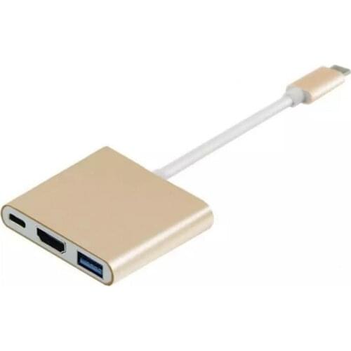 3-in-1 to HDMI-compatible Converter Adapter Usbc to HDMI-compatible/USB3.1/Type C Adapter Type-C HUB Aluminum For Macbook
