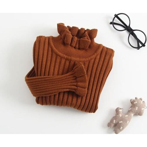 4 colors Autumn Winter Girls Turtleneck Basic Sweater Baby Kids Knitted Tops Clothing 9M-4Y