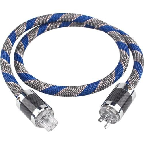 5N OCC Audiophile Audio Power Cable Carbon Fiber IEC Connector OFC Speaker Power Line