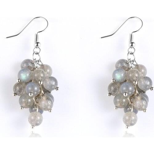 BOHO Natural Moonstone Crystal Grape Bunch Water Drop Statement Drop Earrings For Women Girls 2020 New Design Ear Jewelry