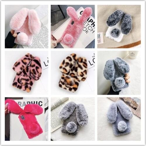 Bunny Fur Case for LG K40 K40S K41S K50 K50S K51S K61 Q60 K22 2017 K7 K8 2016 K10 2018 Rabbit Plush Case Cover Fundas Coque