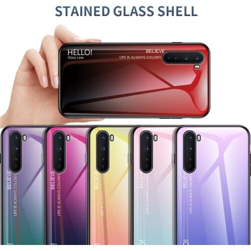 For Oneplus Nord Cover UYFRATE Slim Glossy Gradient Tempered Glass Case Funda For OnePlus Nord 8T One Plus 8 Pro 7T Pro 7 6 T 5T