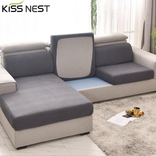Elastic Sofa Seat Cushion Cover For Living Room,Chaise Longue Waist Cushion,Washable Furniture Protector,1 2 3 4 Seater