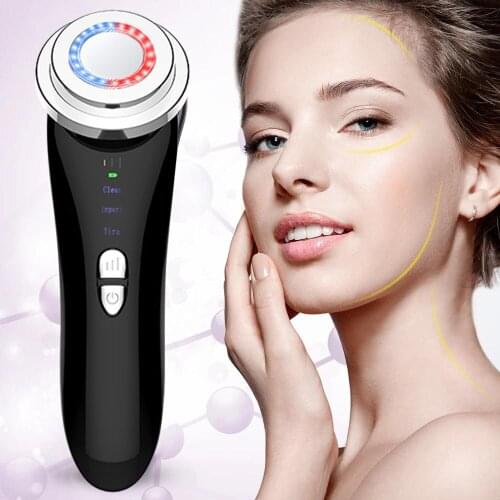 EMS Facial Massager LED light therapy Sonic Vibration Wrinkle Removal Skin Tightening Hot Cool Treatment Skin Care Beauty Device