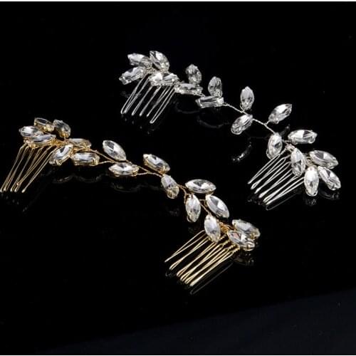 Fashion Crystal Rhinestones Hair Comb Gold Silver Color Summer Women Hair pin Head Jewelry Bride Hair Accessories FS039
