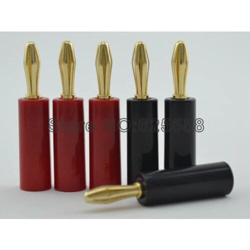 Hifi audio 8pcs/lot Speaker Banana Plugs 24K Gold plated Adapter Connector Socket Audio Jack Screw plastic handle