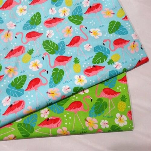Plant Flowers Flamingo Printed Cotton Twill Material Home Decoration Bedding Textile Fabric DIY Quilting Patchwork Sewing Cloth