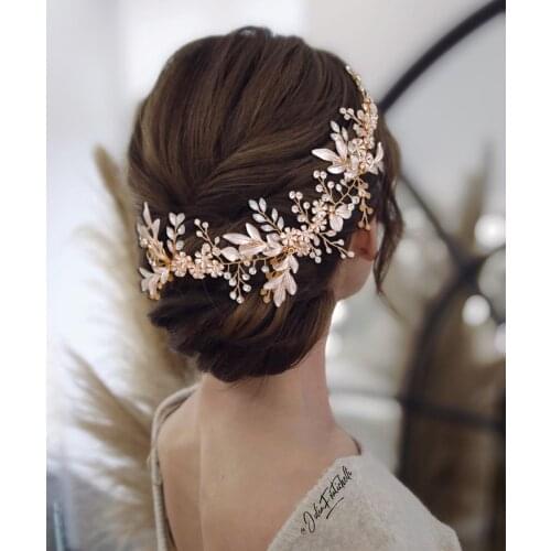 ZMHP278 Wedding Hair Accessories Rose Gold Jewelry in Hair Headband Bridal Headwear Tiara Headpiece Flower Headpiece