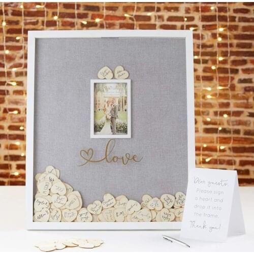 Personalized Drop Box Guest Book Wedding Guest Book Sign Alternative 3D Wedding Guestbook Wood Hearts PHOTO drop top box