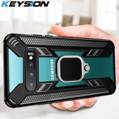 KEYSION Magnetic Car Ring Case for Samsung S20 Ultra S10 Plus Note 10+ Phone Cover for Galaxy A50 A30 S A20 A10 A50S A9 A7 2018