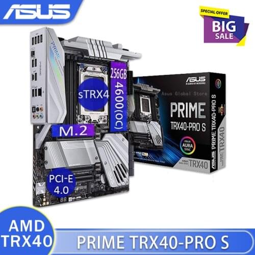 Socket sTRX4 Asus Prime TRX40-Pro S AMD STRX4 3rd-Gen Ryzen Threadripper ATX Content Creation Motherboard AMD TRX40 Placa-Mãe