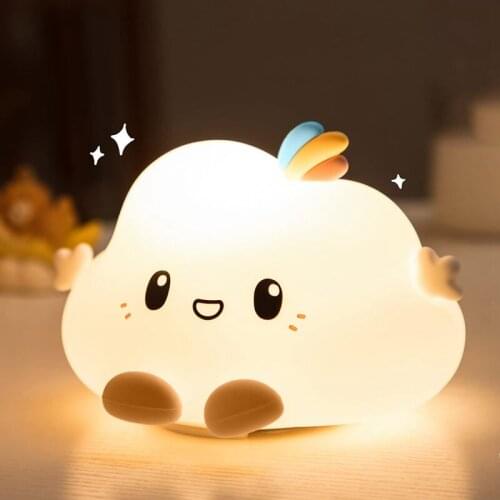 Cute Cloud Night Light Tap Control Kids Night Light Soft Silicone Baby Nursery Nightlight USB Rechargeable Night lamp For Toddle