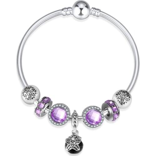 MIQIAO Purple Crystal DIY Beads Chains Arm Wrist Band Bracelet for Women Girls Anime Fashion Jewellery Friends Gift Kpop Boho