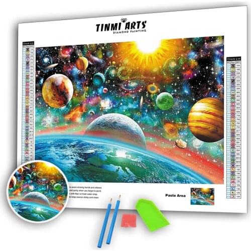 5d Poured Glue Diamond Painting Kits Scalloped Edge Embroidery Full Drill Round Picture Of Rhinestones Decoration Cosmic Planet