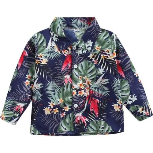 New Baby Long-sleeved Shirt with Flower Pattern Printing, Bohemian Casual Single-breasted Spring Clothing