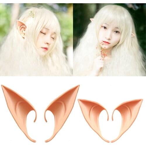 Newest Arrival 1 Pair Latex Elf Ears Pointed Cosplay Mask Solid Funny Halloween Party Mask Costumes Xmas Gift