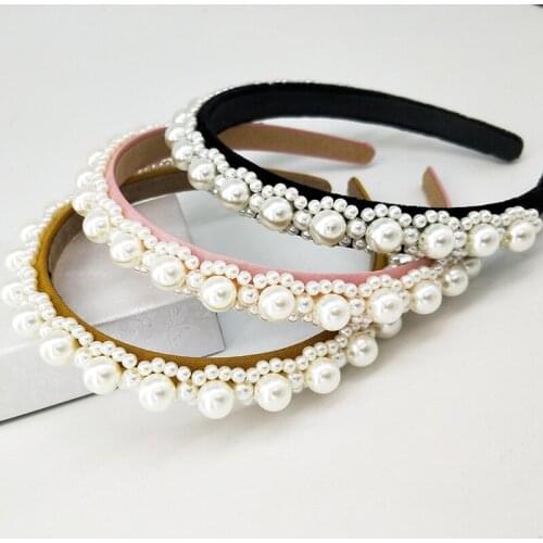 Hairband full Pearl Hair Accessories 3colors Hairbands beautiful hoop hair Princess band head of hair for 4-18 years old girls
