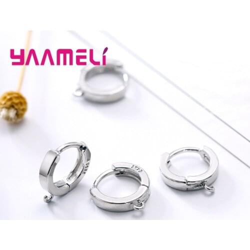 One Pair Smooth 925 Sterling Silver Jewelry Findings Small Circles Huggie Hoop Earrings Making Components Handmade DIY Accessory