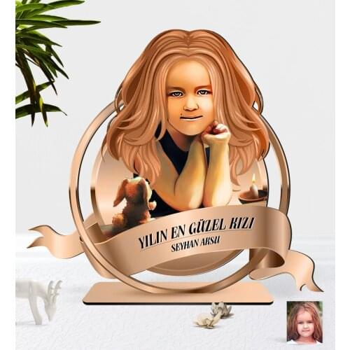 Personalized Female Child Caricature OF 3D Wooden Trinket Plaque Quality Cost Effective Gift Design Decoration Wall Picture vicinity