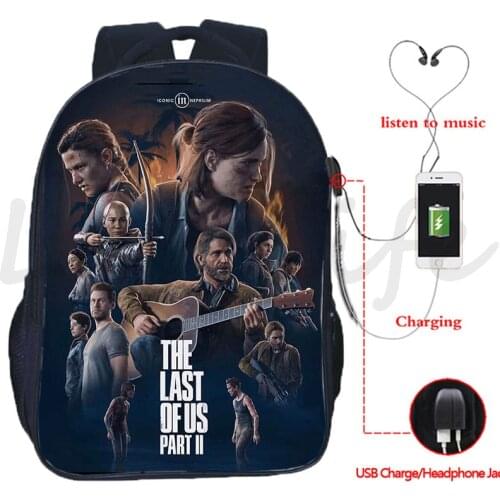 The Last of Us Part II Backpack USB Charge Bag For Students Teens Ellie Joel School Bag The Last of Us Rucksack Travel Knapsack
