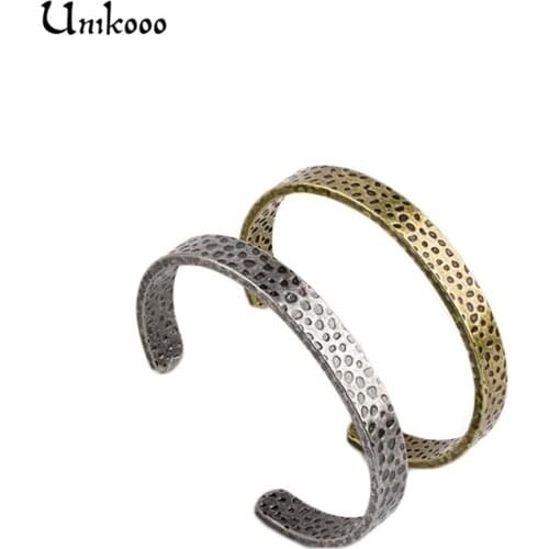 Dropship Antique Silver Gold Color Stainless Steel Open Cuff Bangle Bracelet Men Minimalist Design Leopard Dot Bangle Male Gift