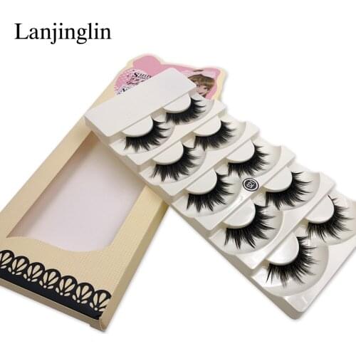 New 5 pairs thick makeup false eyelashes natural soft fake lashes eyelash extension Long Black handmade lady beauty tools #21S