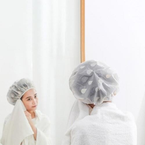 Shower Caps Waterproof Anti-smoke Water-drop Print High Elastic Stretchy Hair Bonnet for SPA Bathing Clear Hair Elastic Caps Hat