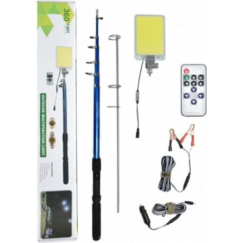 4.5M 12V Telescopic LED Fishing Rod Outdoor Lantern Camping Lamp Light for Road Trip Self-drive Travelling with Remote Control