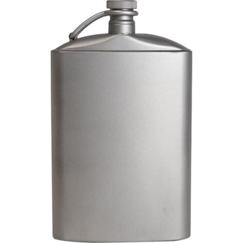 Titanium Flask Wine Hip Flagon with Screw Cap Clip Ultralight Hydration Flat Bottle for Outdoor Hiking