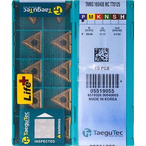 TNMG160408-MC TT8125 Original Taegutac Carbide Inserts Turning Inserts Lathe Tools 10Pcs/Lot