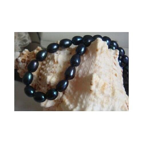 Surprising AAA south se9-10mm black natural pearl necklace 18 inch 14k