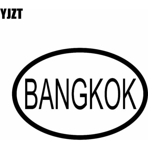 YJZT 14.3CM*9.6CM BANGKOK CITY COUNTRY CODE OVAL CAR STICKER VINYL DECAL Black Silver C10-01339