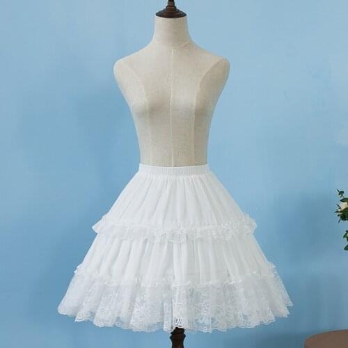 Lolita Chiffon Lace Cosplay Petticoat Underskirt Short Women Black Petticoat Wedding Accessories 2021
