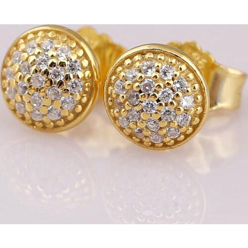 Original Golden Shine Dazzling Droplets With Crystal Stud Earring For Women 925 Sterling Silver Earring Fine Europe Jewelry