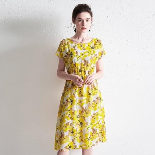 White Print Yellow Floral Silk Dresses Women Fashion 2021 Summer Long Casual Sexy Office Work Daily Dress Plus Size Slim Fit A