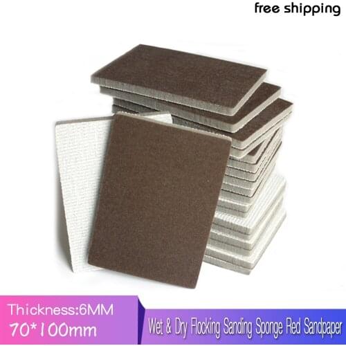 10pcs Wet & Dry Flocking Sanding Sponge Disc Red Sandpaper Self-adhesive 300-1500 Grit Polishing Grinding Tools