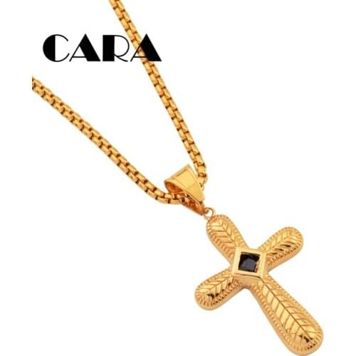 2019 New 316L Stainless steel Christian Cross pendant & Necklace mens stone decorative cross necklace & Pendant fashion CAGF0460