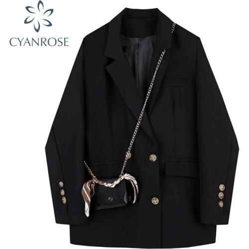 2020 Autumn Winter Fashion women black suit blazer Jacket Solid Casual Long Sleeve Pockets Office Lady Wear Suit Blazer Coat