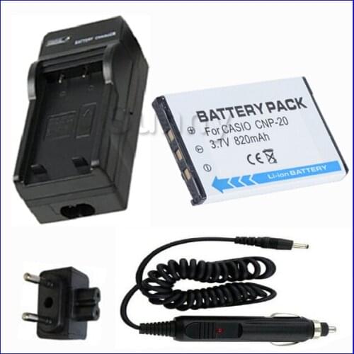 Battery and Charger for Casio NP-20 NP20 and Exilim EX-Z60,EX-Z70, EX-Z75,EX-Z77,EX-S500,EX-S600,EX-S770,EX-S880 Digital Camera