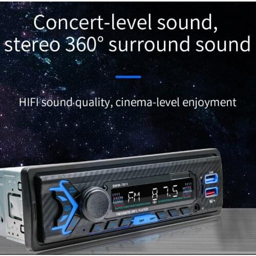 7811 Car MP3 Player Dual USB Fast Charging Bluetooth-compatible Hands-free Radio Player for Vehicles