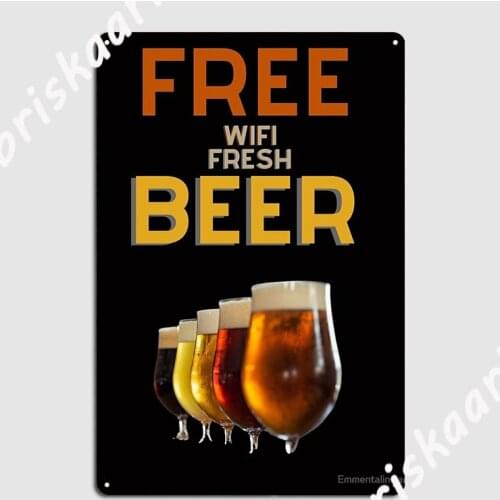 Free Wifi And Some Fresh Beer Metal Sign pub Garage Vintage Cinema Garage Plaques Tin sign Posters