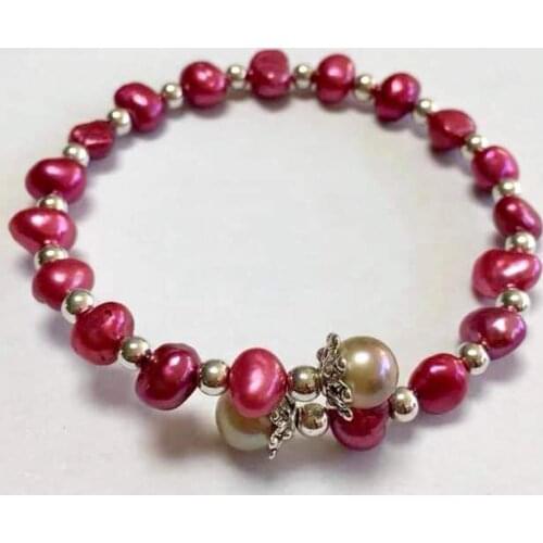 Wrap pearl bracelet one layer bracelet white pink red purple beautiful pearls bangle rainbow adjustable bracelet 3 piece N55