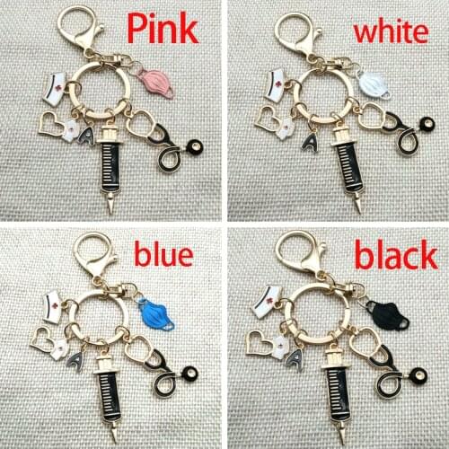 New A-Z Letters Keychain Doctor Medical Tool Stethoscope Syringe Mask Key Ring Nurse Medical Student Gift Keychain Souvenir ,26