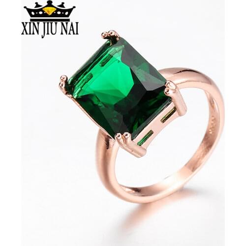 CC Rings For Women Ladies Top Quality Four Claw Big Crystal Olive Green For Women Ladies Vintage Ring Bridal Wedding Jewelry