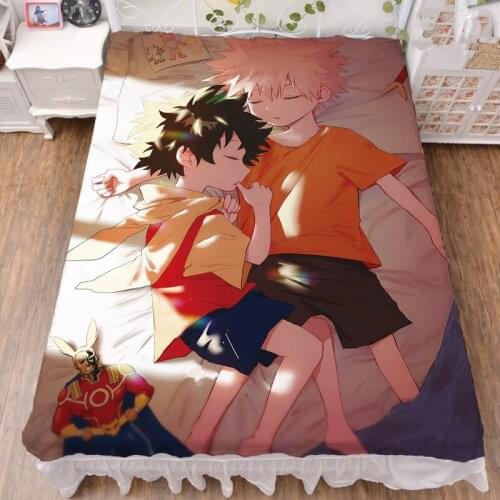 Coscase 2019-March update Anime My Hero Academia Boku no Hiro Akademia Milk Fiber Bed Sheet Flannel Blanket Summer Quilt 1.5X2M