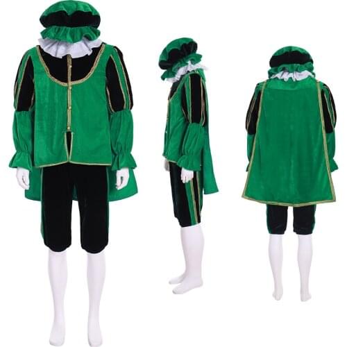 Cosplaydiy Medieval Tudor Elizabethan Green Outfit Costume Tudor King Prince Knight Lord Tunic Costume L717