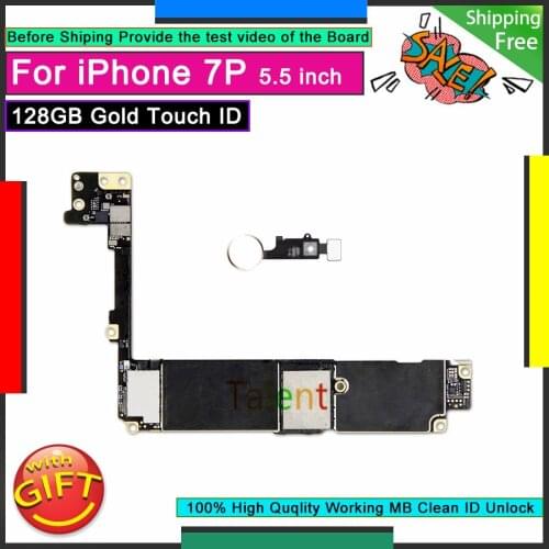 For IPhone 7 Plus Motherboard 128GB Gold Touch ID Home Button Unlocked Original Mainboard Good Logic Board Tested Full Functions