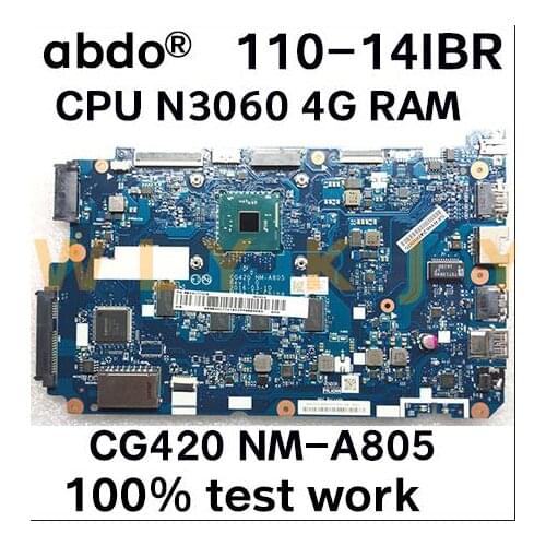 For Lenovo 110-14IBR laptop motherboard 80T6 80UJ CG420 NM-A805 PN: 5B20L77416 5B20L77418 with CPU N3060 RAM 4GB 100% test work