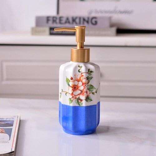 Pastoral Style Kitchen Ceramic Hand Sanitizer Bottle Press Type Shampoo Lotion Container Box Home Bathroom Shower Soap Dispenser
