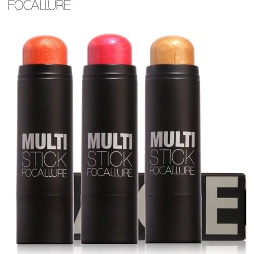 FOCALLURE Face Blushes Bronzer Highlighter and Shimmer for Bright Idea Illuminating Sticker Makeup Tools